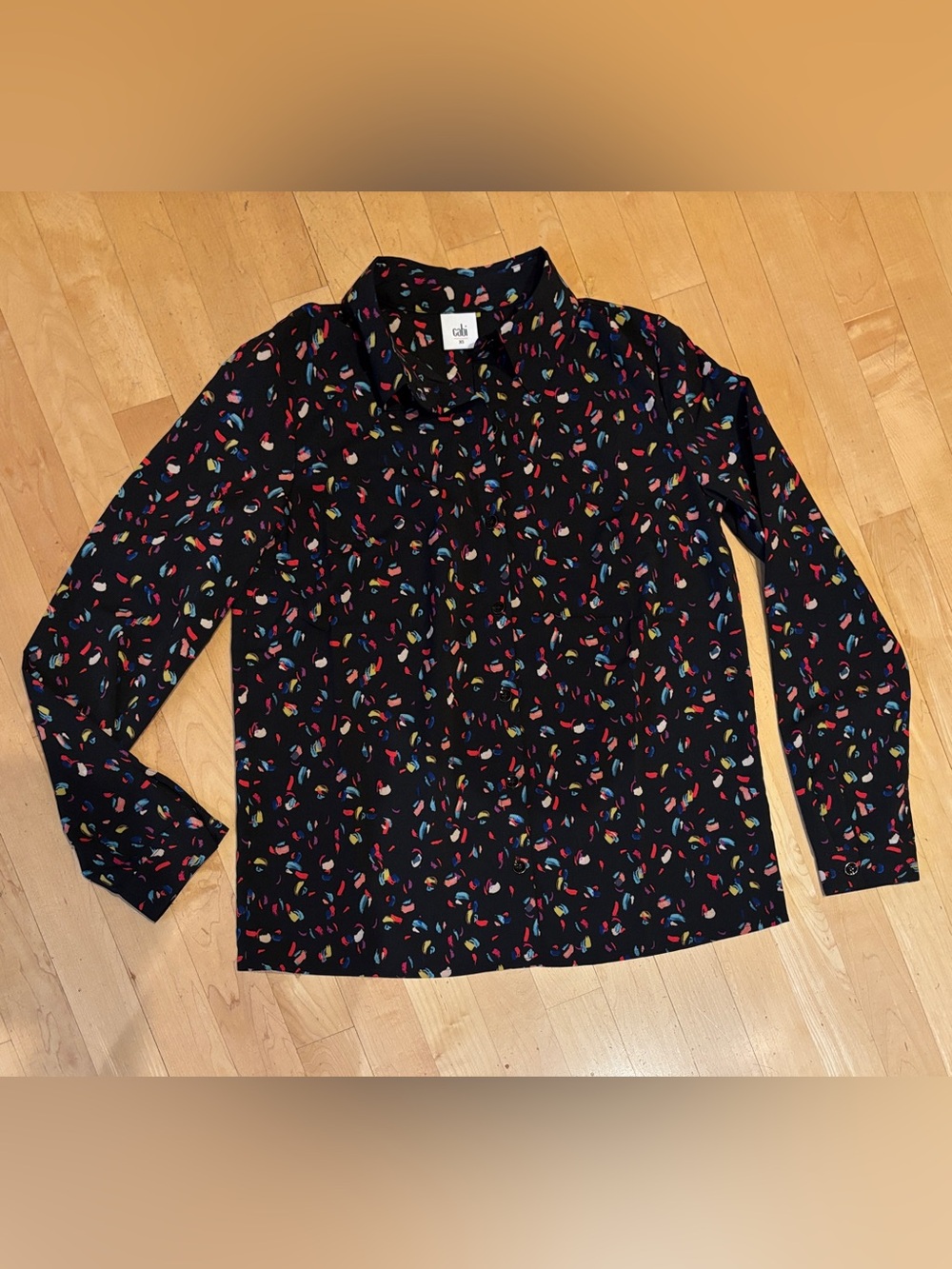 Cabi Confetti Print Button up Collared Long Sleeve Shirt - XS